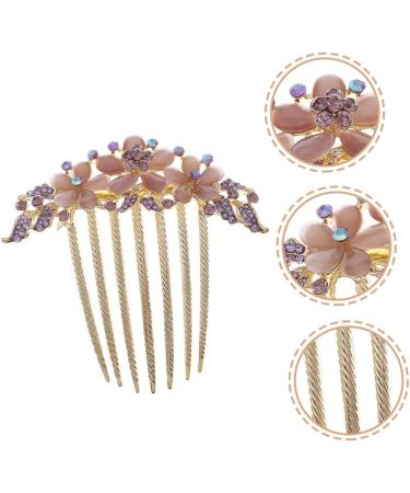 PLAFOPE Opal Comb Small Tooth Comb Floral Hair Clips Styling Hair Clips Barrettes for Thick Hair Wedding Hair Accessories for Brides Hair Combs for Hair Topper Comb Hair Clip Alloy Purple - Buy Online on GoSupps.com