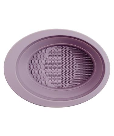 Rianpesn Brush Cleaning Mat - Silicone Foldable Brushes Scrubber Bowl - Compact Washing Supplies For Cleansing Makeup Sponges Brushes & Applicators Purple