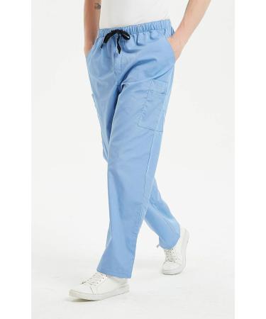 VOGRYE Men's Cargo Pants - Light Blue, Large Size | Multiple Pockets - Buy Online on GoSupps.com