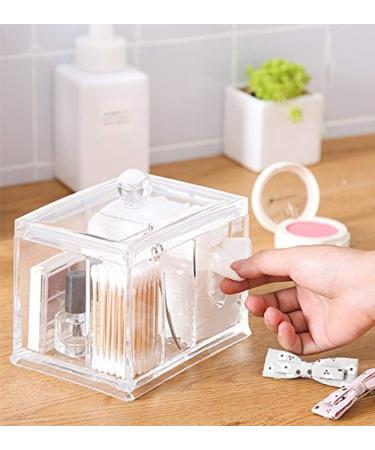 Transparent Makeup Cotton Pad Holder - Dustproof Cosmetic Dispenser for Cotton Swabs & Buds | 4 Sections - Buy Online on GoSupps.com