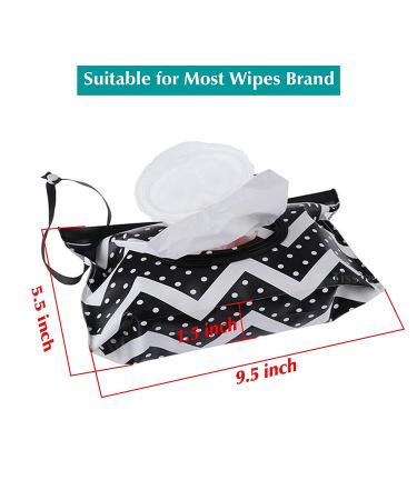 Portable Baby Wipe Dispenser - 2 Pack Reusable Travel Wet Wipe Pouch - Black & White - Buy Online on GoSupps.com