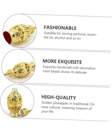 Angoily Essential Oil Bottle Empty Glass Bottle Vintage Decor Perfume Decorative Handicraft Terrarium Container Glass Container Gold Trim Delicate Travel Zinc Alloy Crystal Glass - Buy Online on GoSupps.com