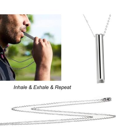 Magiho Stainless Steel Mindful Breathing Necklace - Stress Reduction & Smoke Cessation Tool Fear Relief Device in Steel Color - Buy Online on GoSupps.com
