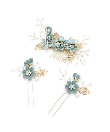 Buy Toyvian 4pcs Rhinestone Hair Combs - Floral Bridal Headpiece & Crystal Decorative Hairband for Weddings & Evenings - Green - Buy Online on GoSupps.com