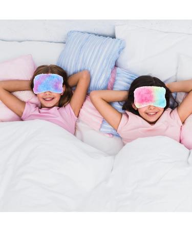 Shop WLLHYF 4 Pcs Plush Rainbow Eye Masks | Soft & Comfortable Furry Sleep Covers for Adults & Kids | Perfect for Travel & Napping - Buy Online on GoSupps.com
