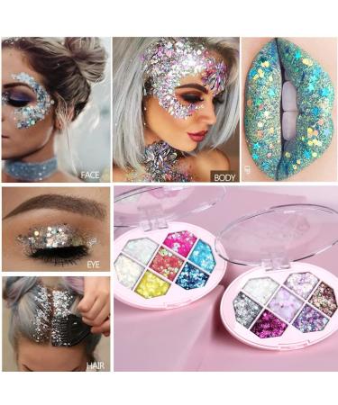 AKARY Glitter Eyeshadow Palette - 7 Colors, Long Lasting Waterproof Formula for Party and Holiday Makeup - High Pigmented Eye Shadow Powder (01) - Buy Online on GoSupps.com