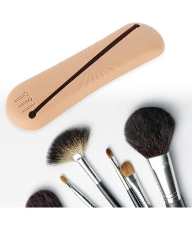 Silicone Makeup Brush Bag - Large Capacity Dustproof Holder for Home & Travel | Brown Portable Design - Buy Online on GoSupps.com
