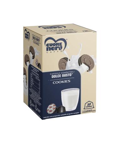 CUORE NERO CAFFE Black Heart Coffee - COOKIES Capsule Compatible Dolce Gusto with Nescaf Coffee Machines 13G Caffe Dolce Gusto Capsule 130G (Cookies 10 Capsule)