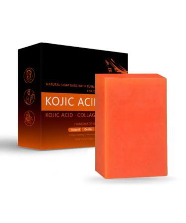 Kojic Acid Soap - Soap Bar for Face and Body - Moisturizing Turmeric Soap for Acne Blackheads Remover - Soap Bar for Deep Cleansing - with a Mesh Soap Pouch