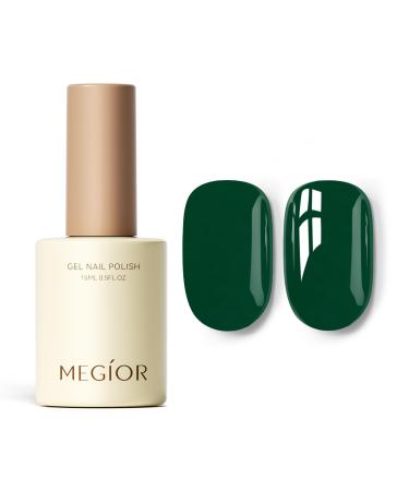 MEGIOR Dark Green Gel Nail Polish 15ml Jade Green Gel Polish High Gloss Soak Off UV LED Nail Gel Polish for Nail Art Manicure Salon DIY Home Gift for Girls