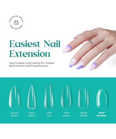 500Pcs Clear Short Ballerina False Nails Tips | Nail Glues for Acrylic & Dip Powder Nails | DIY Home Nail Art - Beetles - Buy Online on GoSupps.com