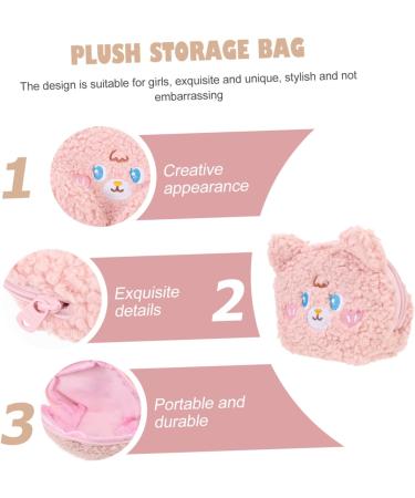 FRCOLOR Plush Cosmetic Bag Zipper Wallet Travel Organizer for Women - Pink 15.5X12X5.5CM - Buy Online on GoSupps.com