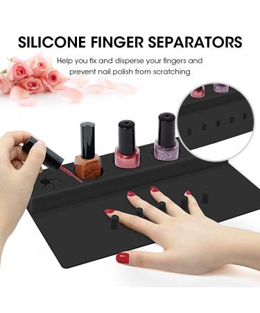 Nail Polish Holder Silicone 2 in 1 Organizer Case Set with Hand Rest Mat - Black - Buy Online on GoSupps.com