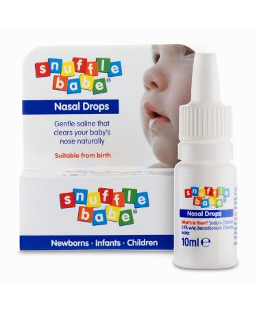 Snufflebabe Saline Nasal Drops Suitable from Birth Instant Relief for Blocked Nose & Sinuses (10ml)