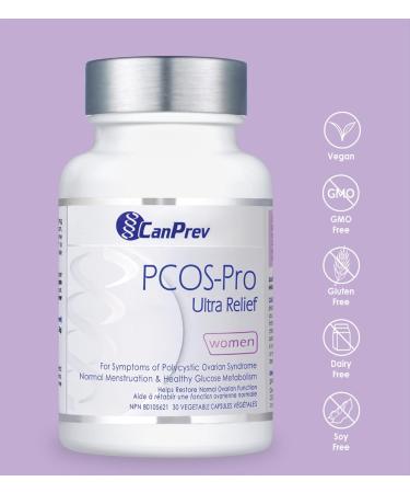 CanPrev PCOS-PRO Inositol (D-Chiro-Inositol)- Ultra Relief 30 Capsules - Supports Normal Ovarian Function - PCOS Support - Aids Glucose Metabolism - Inositol Supplement for Women - Insulin Support - Buy Online on GoSupps.com