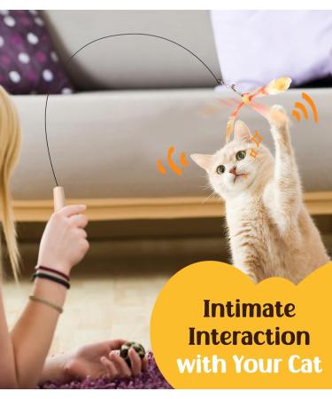 Pawaboo Interactive Cat Toys - 35 Catangel Stable with 2 Springs & Flexible Steel Wire Handle - Magic Wand for Kittens & Cats - Orange - Buy Online on GoSupps.com