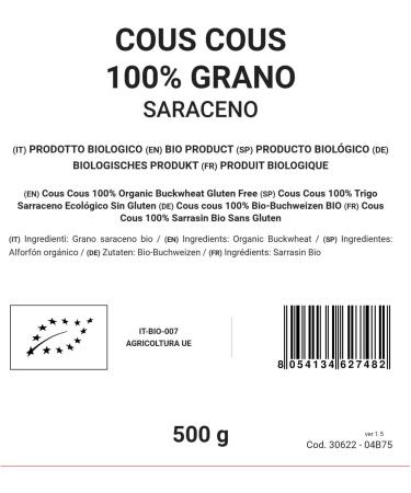 Bongiovanni Bont Naturali Cous Cous 100% Sarrasin Bio 500g Sans Gluten - Buy Online on GoSupps.com