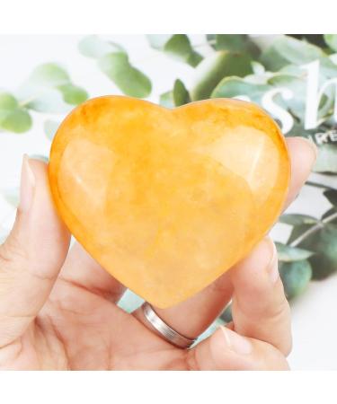 Artistone Citrine Crystal Heart Shape Worry Stone Hand Carved Pocket Gem Heart Stone Chakra Reiki Balancing for Yoga Collection Mental Healing Meditation Decor - Buy Online on GoSupps.com