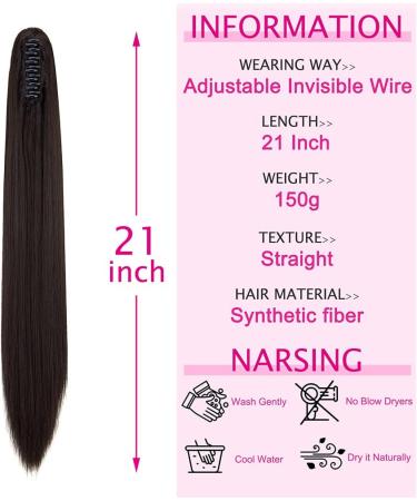 OMGREAT Ponytail Extension 21" Long Straight Curly Claw Ponytail Hair Extension One Piece Clip in on Ponytail Synthetic Hairpieces Straight Dark Brown 21Inch Dark Brown-Straight - Buy Online on GoSupps.com