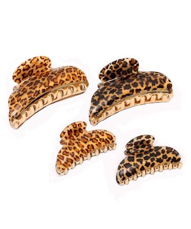 4 Pcs Hair Claw Banana Clips tortoise Shell Claw Hair Clip Large Size Leopard print Celluloid French Design Vintage Barrettes for Women
