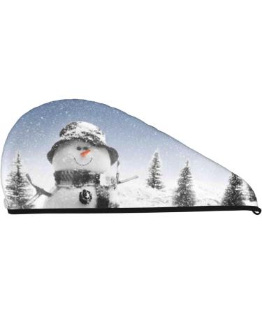 Snowman & Christmas Tree Microfiber Hair Towel - Super Absorbent Coral Velvet Wrap for Long Curly Hair - Quick Dry Cap for Women - Buy Online on GoSupps.com