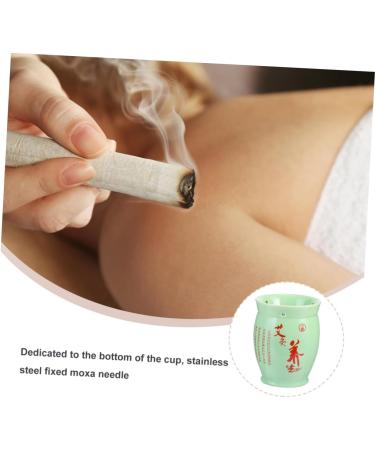 Moxibustion Scratch Cups - JECOMPRIS 2 Pack Ceramic Moxa Stick Holders for Massage - Green Moxa Burner Box 9.5x7.3cm - Buy Online on GoSupps.com