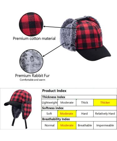 Winter Buffalo Plaid Trapper Hat with Sherpa Lining and Ear Flaps - Red - Buy Online on GoSupps.com