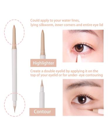 Double Ended Highlighter and Eye Makeup Pen - Glitter & Matte Nude Eyeliner, Eyeshadow, and Liquid Contour Liner - 2 in 1 Multi-Functional Long Lasting Makeup Stick - Silkworm Pencil (01, 03, 04) - Buy Online on GoSupps.com