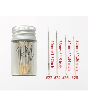 RYANMAMA Golden Large Eye Needles Set - 100pcs Cross Stitch Sewing Needles with Threader & Plastic Needle Threaders for DIY Embroidery, Size #24 - Buy Online on GoSupps.com