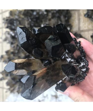 Natural Crystal Rough Natural Crystal Cluster Amethyst Specimen ore Purple Black Quartz Stone Original Crystal Home Decoration NaturalReiki Decoration (Color : Black Size : 600-700g) 600-700g Black