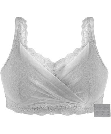 Mastectomy BH for women sexy pointed mesh bralette with full cover and bags for inserts sleeping underwear after operations (color: gray size: b_36/80)