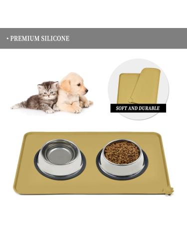 Reopet Waterproof Silicone Feed Mats for Pets - Elevated Edges 53x37 cm Khaki - Perfect for Dogs & Cats - International Shipping Available - Buy Online on GoSupps.com