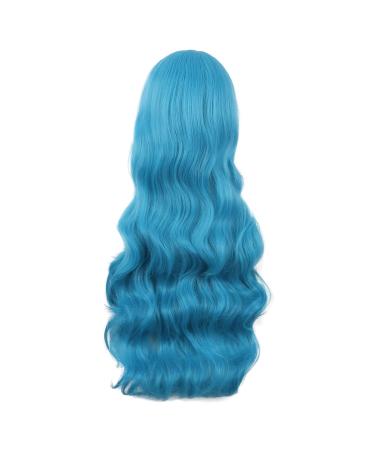 MapofBeauty 32 Curly Hair Anime Wig - Cyan Blue Cosplay with Side Bangs | International Shipping Available - Buy Online on GoSupps.com