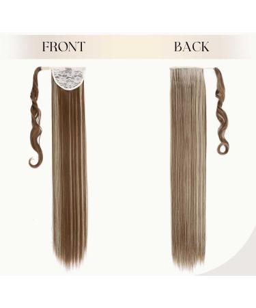 32 inches Super Long Straight Wrap Around Ponytail Hair Extension Clip in Ponytail Hair Extensions Hairpiece for Women Light Brown & Ash Blonde - Buy Online on GoSupps.com