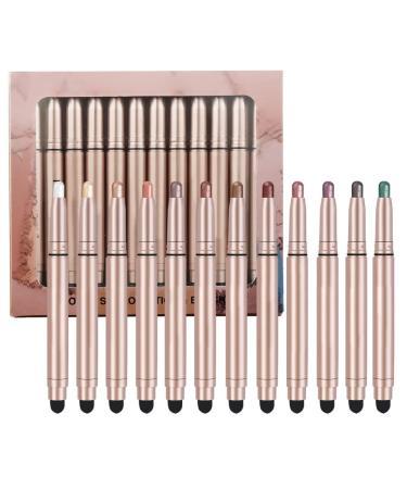 Cream Eyeshadow Stick Cream to Powder Eyeshadow Pen Matte Shimmer Eyeshadow Stick Waterproof Long Lasting (12 colors set)