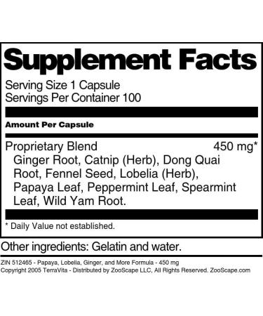 Papaya Lobelia Ginger and More Formula - 450 mg (100 Capsules ZIN: 512465) - Buy Online on GoSupps.com