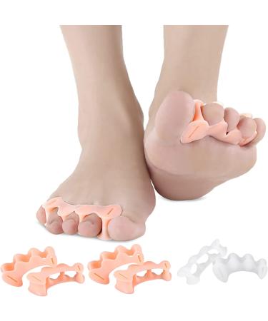 Skin color Toe Separators - 2 Pairs for Toe Correction & Pain Relief | Gel Toe Straighteners, Hammer Toe Corrector, Hallux Valgus Support - Buy Online on GoSupps.com