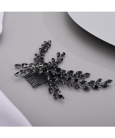 Kercisbeauty Black Rhinestone Beads Hair Comb | Handmade Boho Wedding Hair Accessories for Brides & Girls - Buy Online on GoSupps.com