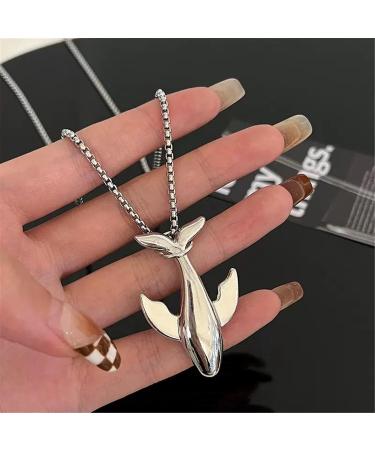 OralGos Stainless Steel Whale Pendant Necklace - Elegant Men's Sweater Chain & Stylish Long Necklace - Buy Online on GoSupps.com