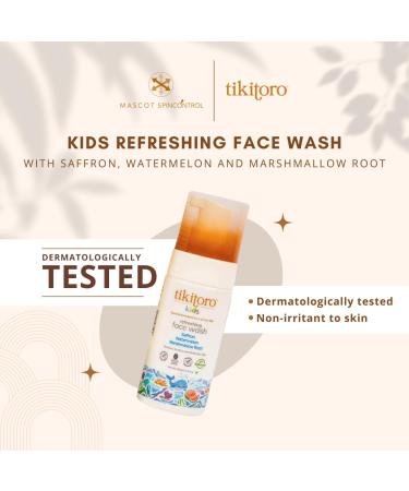 Tikitoro Kids Face Wash - 100% Vegan with Saffron Watermelon & Marshmallow Root | Cleanses Purifies & Moisturizes | No Parabens or Sulphates (100 ml - Buy Online on GoSupps.com