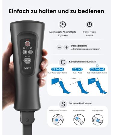 Renpho Leg Massage Device - Pain Relief Air Compression for Feet Calves & Thighs | 6 Modes & 4 Intensities | Perfect Gift for Mom & Dad - Buy Online on GoSupps.com