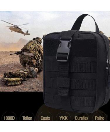 Tactical Molle Pouch First Aid Kit - Waterproof Emergency Survival Medical Bag with US Patch (Black) - Buy Online on GoSupps.com