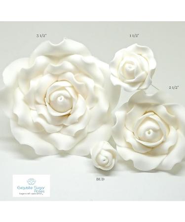 Sugar roses white *4 sizes* wired flower cake decoration topper (buds white x 5) - Buy Online on GoSupps.com