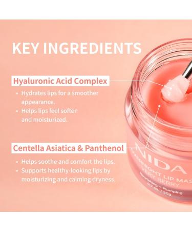 NIDA Overnight Lip Mask - Very Berry | Intense Hydration & Plumping Sleeping Mask for Dry Chapped Lips | 0.7 oz. 20g - Buy Online on GoSupps.com