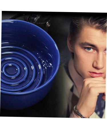 2-Pack Ceramic Shaving Bowls for Men - Travel Razor Containers for Soap & Cream - 11.5x11.5cm Blue - Buy Online on GoSupps.com