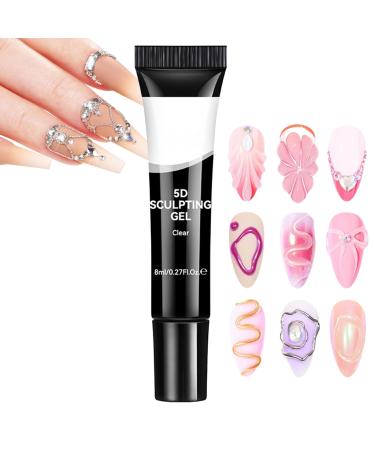 Sculpting Nail Gel 5D Clear Nail Art Gel - Transparent Manicure Supplies for Beginners Women and Events