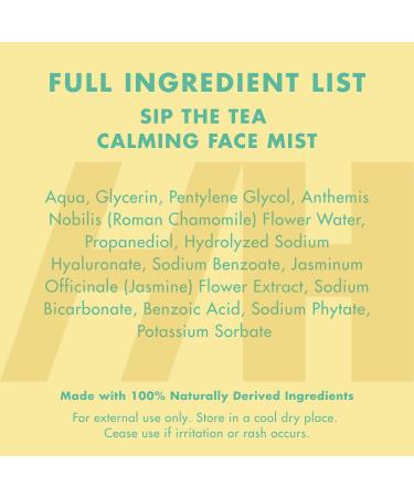 Handmade Heroes Sip The Tea Calming Face Mist Serum Hydrating Facial Spray with Chamomile Jasmine & Hyaluronic Acid Vegan Alcohol Free Formula for Dewy Refreshed Skin 2.2 fl oz - Buy Online on GoSupps.com