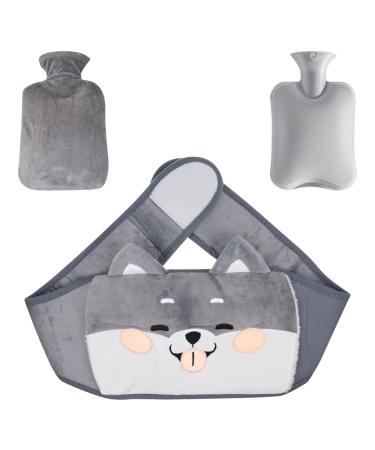 Uptvin 3 in 1 heat bottle 1l heat bottle of rubber with reference heat bottle belts with a soft plush cover for pain relief waist back neck shoulders