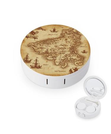 Contact Lens Case Treasure Map Vintage Portable Travel Contact Lens Box Contact Lens Storage Box