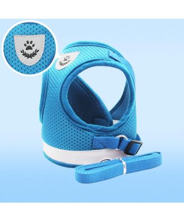 Meioro Adjustable Dog Harness with Leash - Soft Padded Reflective Vest for Small & Medium Dogs - Azure Blue (M: 35-40cm) - Buy Online on GoSupps.com